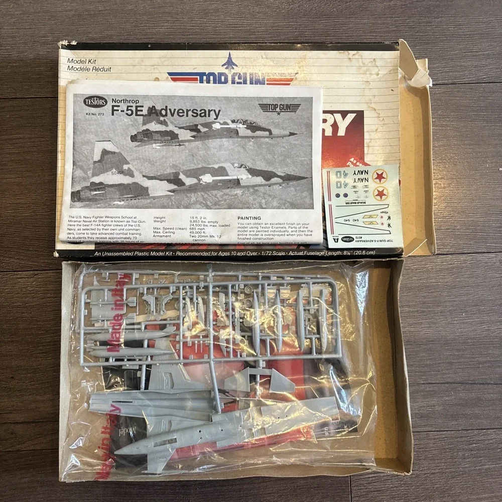 Vintage Testors Top Gun F-5 Adversary Aircraft 1:72 Scale Plastic Model Kit